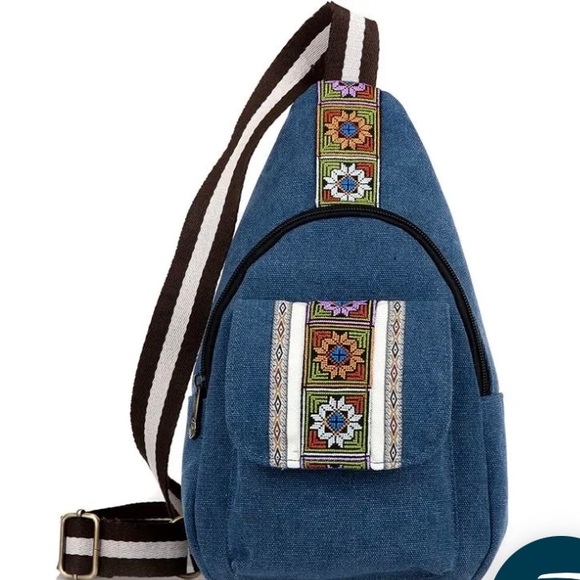 Denim Embroidered Messenger /Sling Bag Hobo Style - Picture 2 of 8